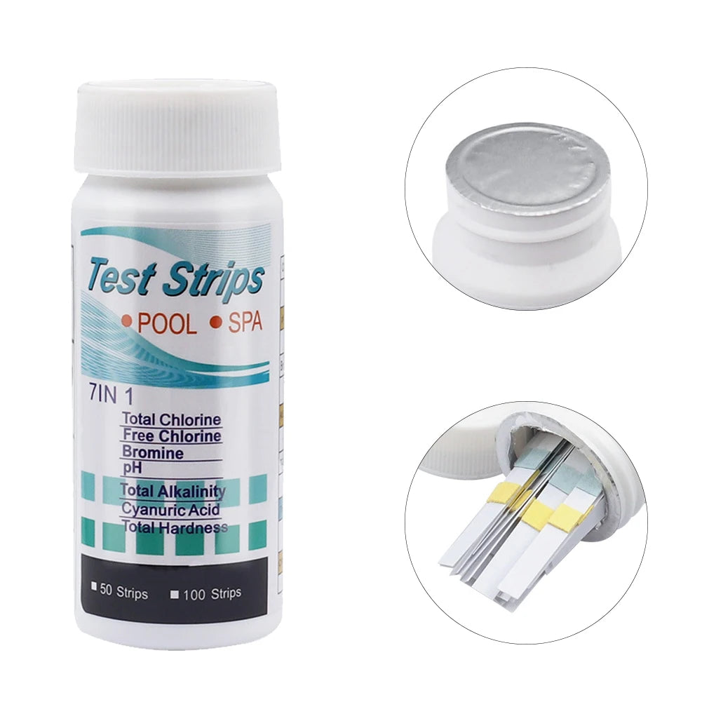 50/100pcs 3/5/6/7 in 1 Swimming Pool PH Test Strips SPA Swimming Pool Water Tester Paper Hardness Tool for Chlorine Bromine