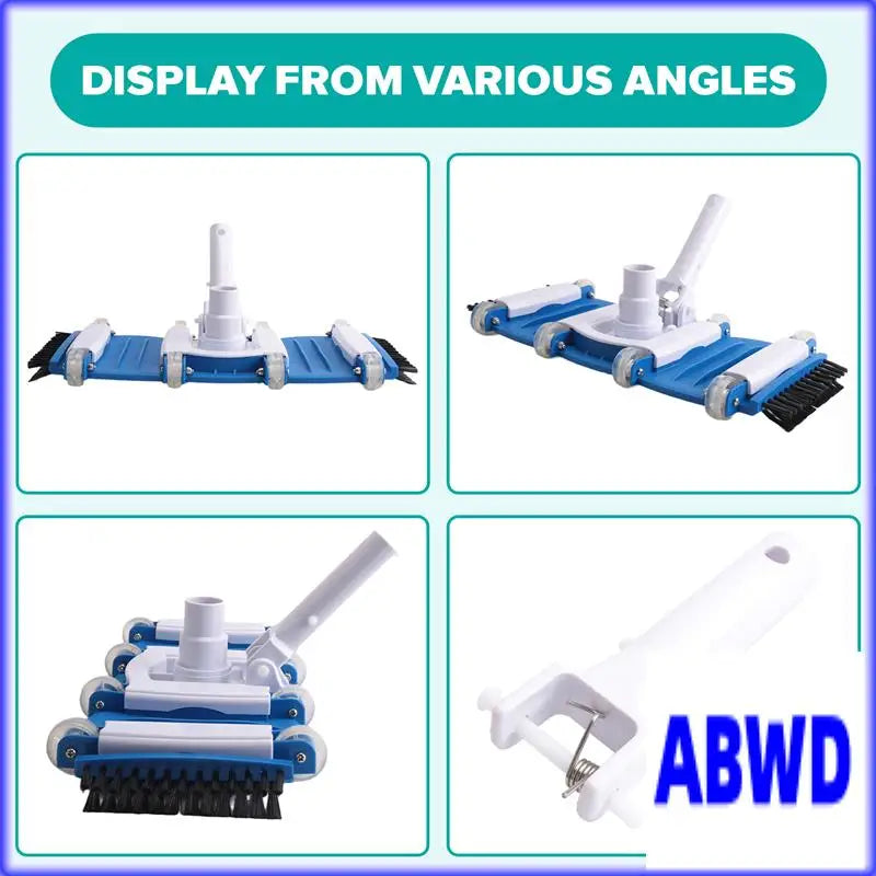 WD-Pool Cleaning Accessory Set- Vacuum Head Featuring Side Brushes, Wheels, Swivel Handle And Hose Connection