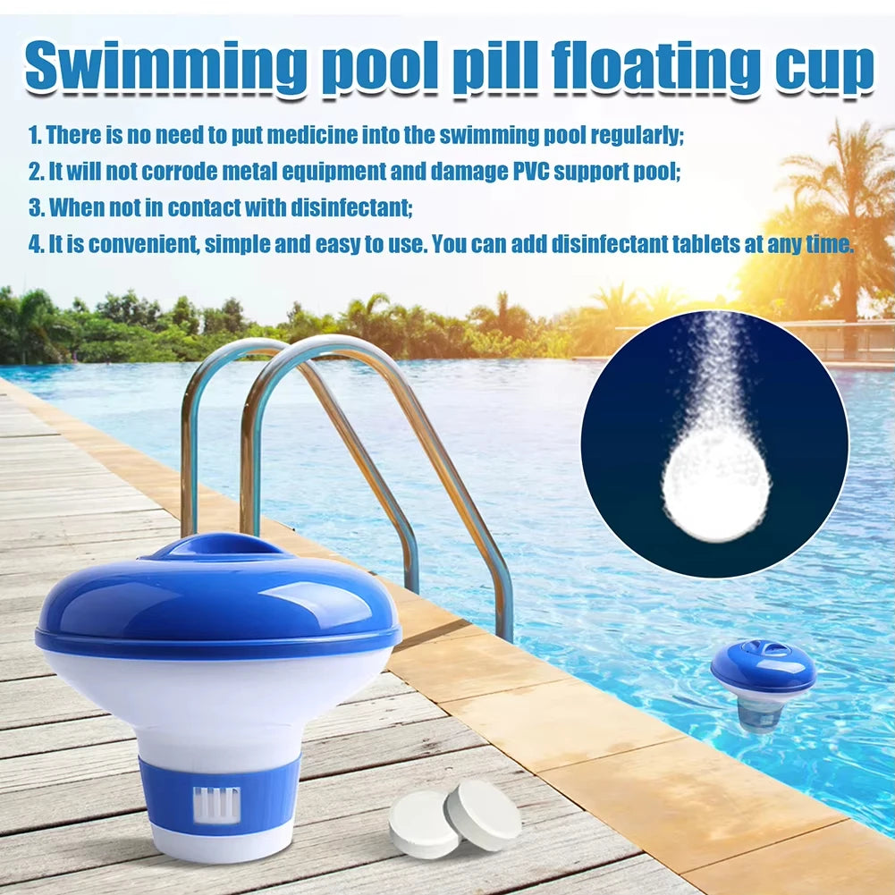 Pool Automatic Chlorine Tablet Dispenser Swimming Pool Cleaning Pill Disinfecting Box Floating Chlorine Dispenser Clean Tool