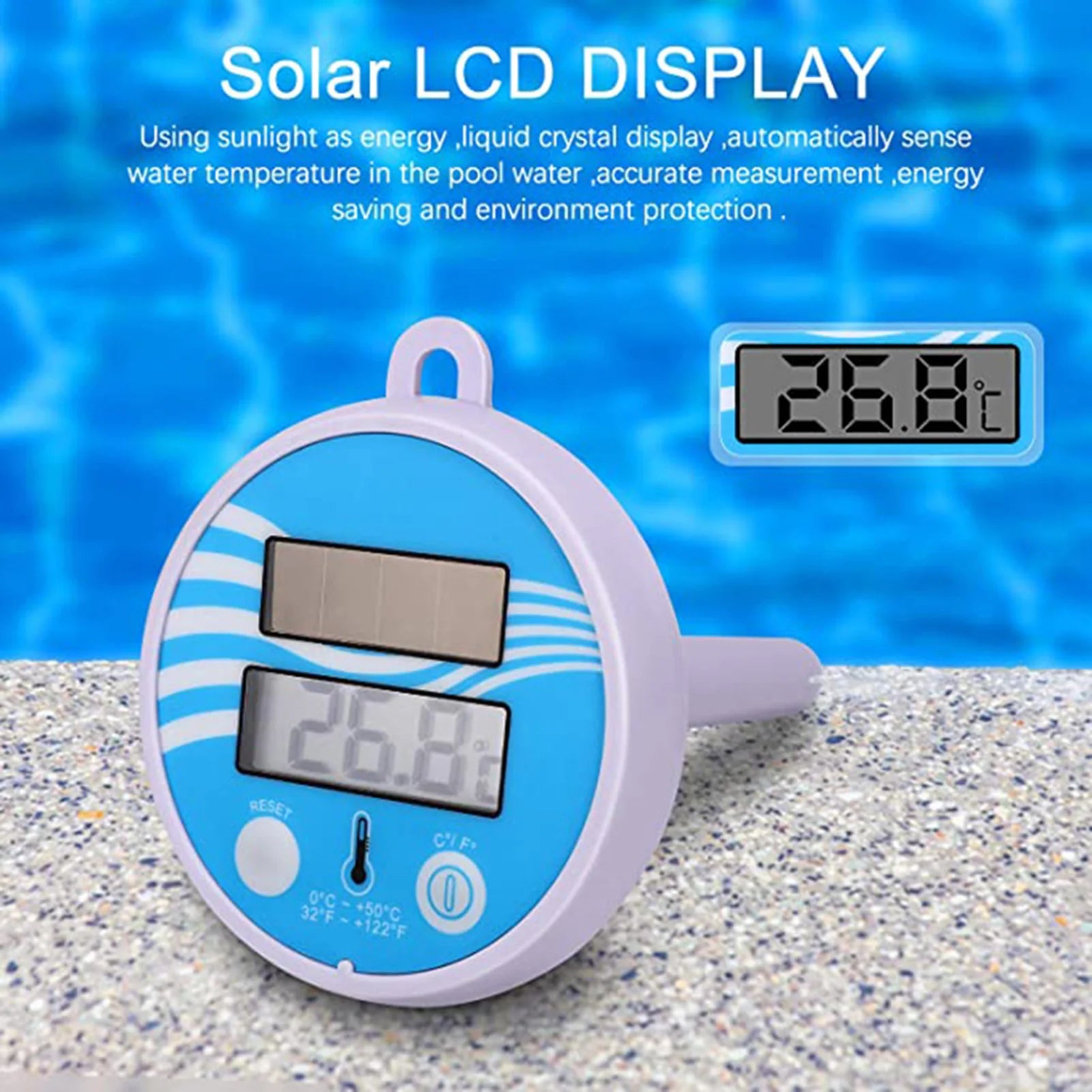 Waterproof Solar Swimming Pool Thermometer Scale Accurate Readings Thermometer for Most Types of Swimming Pool