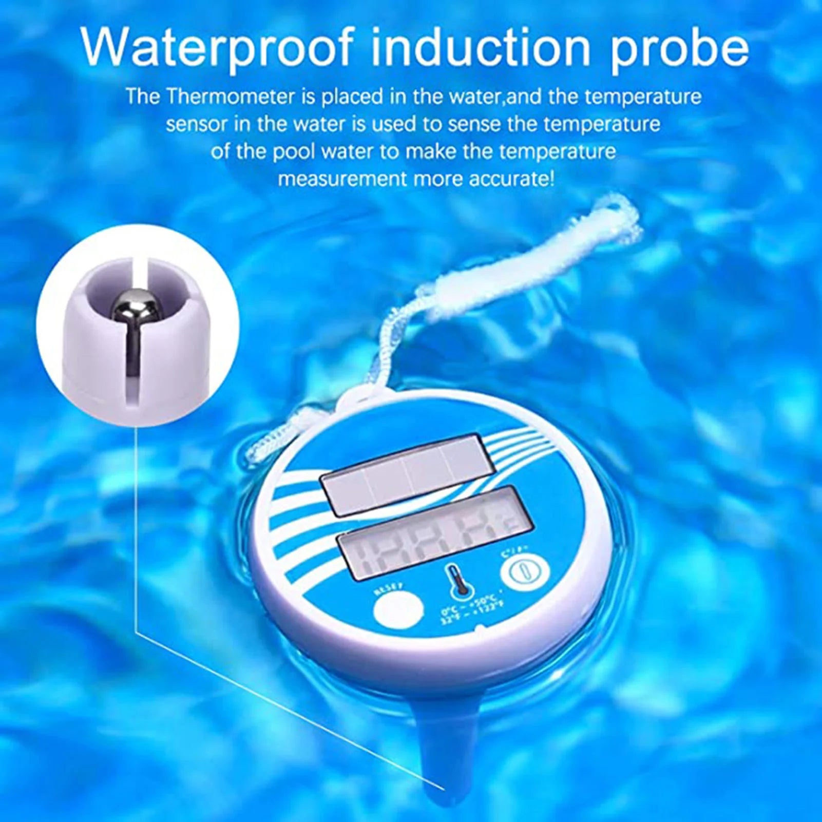 Waterproof Solar Swimming Pool Thermometer Scale Accurate Readings Thermometer for Most Types of Swimming Pool