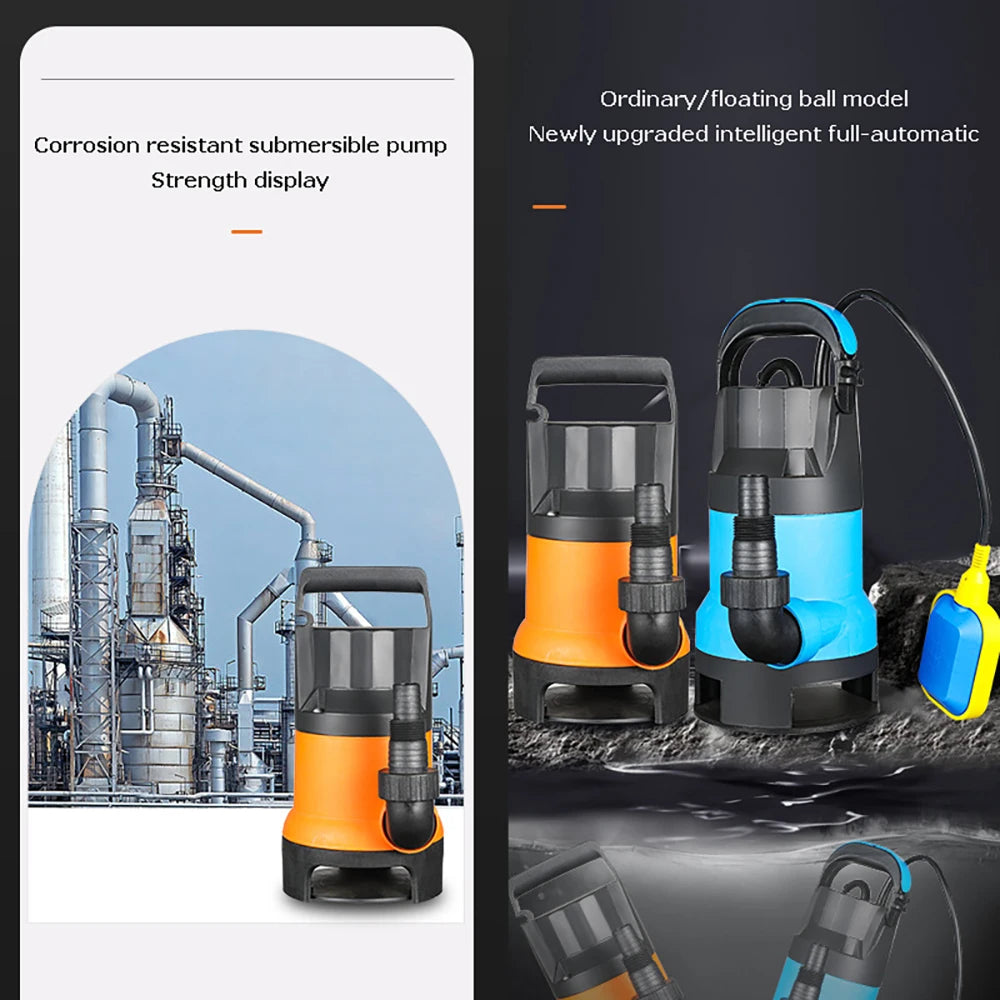 7500L/H Utility Thermoplastic Electric Portable Transfer Pool Pond Draining Sump Pump 550/750W Submersible Water Pump