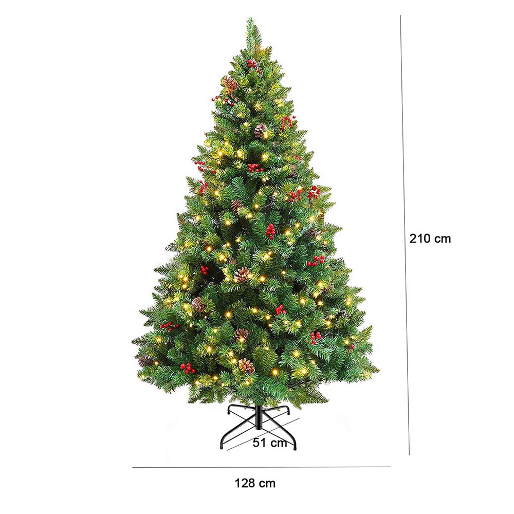 LED artificial tree in several types, warm white-320 LEDs, 210 cm